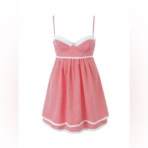 DORCAS, The Dorcas Mini Dress, red gingham, Medium